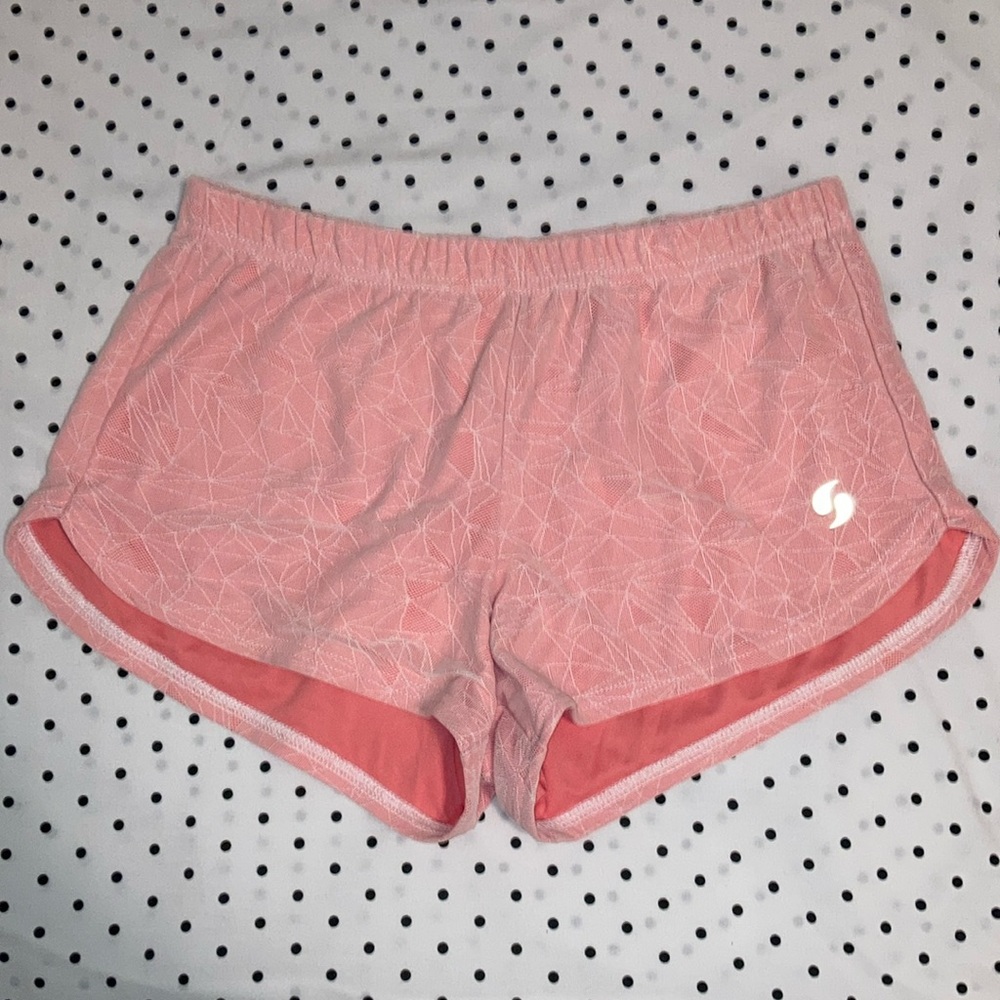 White Lace Pink Athletic Shorts